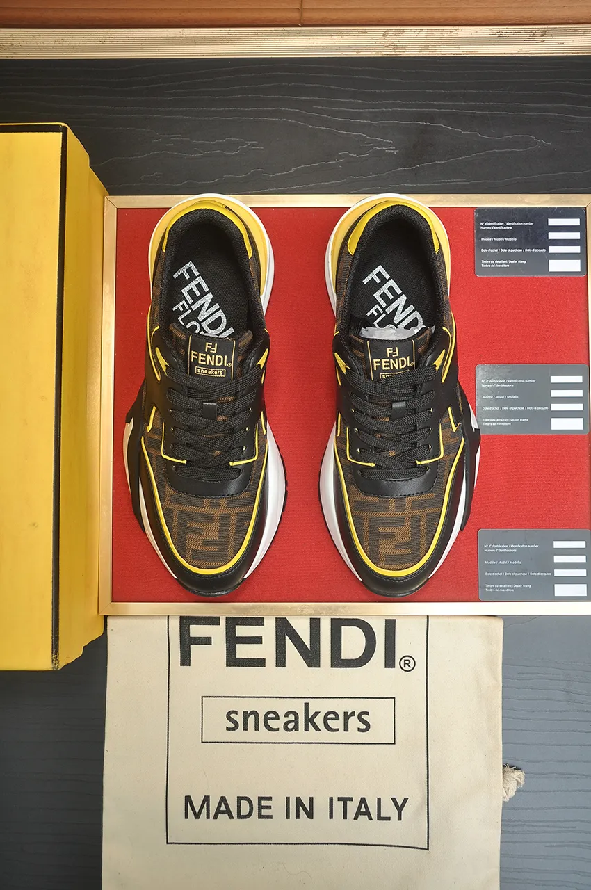 Men's shoes 💰600💶 [Fendi] The latest casual sports shoes 🔥 Many 💑 stars have the same style FD match. The original version is a one-to-one replica. Designer Kim Jones's first fendi match and Donkey brand Trainer basketball sneakers. Material: Original silk mesh. Lining: Breathable mesh. Packaging: Original 1:1 matching high-end packaging. Size: 38-45 (45 is custom-made and cannot be returned or exchanged)